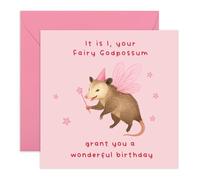 Fairy Magical Greeting Card - Funny Cute Possum - Sparkles For Friend Sister Brother Bestie BFF Teens Cousin Women Her - Wings and Magic Wand - Comes with Stickers