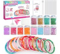 Fairy Maker Glitter Bracelet Making Kit for Girls, DIY Arts and Crafts Kit with 12 Bracelets, 8 Glitter Colours, 4 Gemstone Types, Laser Sparkle Shapes for Kids’ Birthday Gifts for Ages 6-12