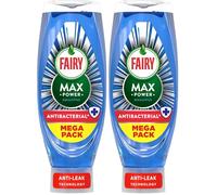 Fairy Max Power Washing Up Liquid Antibacterial 730ML, Easy and Effortless Cleaning, Even On Your Greasiest Pots and Pans (Pack of 2)