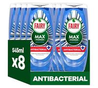 Fairy Max Power Washing Up Liquid Antibacterial 8 x 545ML, Easy & Effortless Cleaning, Even On Your Greasiest Pots & Pans