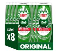 Fairy Max Power Washing Up Liquid Original 8 x 545ML, Easy & Effortless Cleaning, Even On Your Greasiest Pots & Pans