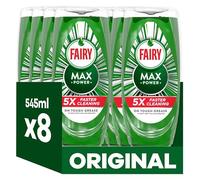 Fairy Max Power Washing Up Liquid Original 8 x 545ML, Easy & Effortless Cleaning, Even On Your Greasiest Pots & Pans