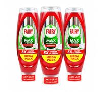 Fairy Max Power ORIGINAL Washing-Up Liquid 730 ml × 3 | LiftAction Grease-Cutting Formula | Upside-Down Bottle with No Flip Cap | Sparkling Clean Every Wash