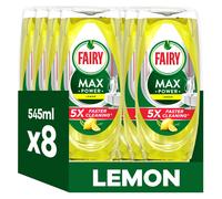 Fairy MaxPower Washing Up Liquid Lemon 8 x 545 ML, Easy & Effortless Cleaning, Even On Your Greasiest Pots & Pans