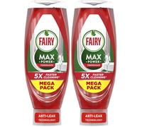 Fairy MaxPower Washing Up Liquid Pomegranate 730 ML, Easy and Effortless Cleaning, Even On Your Greasiest Pots and Pans (Pack of 2)