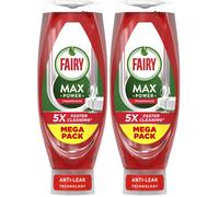 Fairy MaxPower Washing Up Liquid Pomegranate 730 ML, Easy and Effortless Cleaning, Even On Your Greasiest Pots and Pans (Pack of 2)