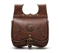 Fairy Medieval Belt Pouch Vintage Renaissance Fanny Pack Cosplay Waist Bag, Elf Leather Saddle Bag LARP Halloween, Brown, One Size, Renaissance