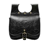 Fairy Medieval Belt Pouch Vintage Renaissance Fanny Pack Cosplay Waist Bag, Elf Leather Saddle Bag LARP Halloween, Black, One Size, Renaissance