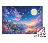 Fairy Moon Flowers 500pcs Mini Puzzle For Adults Challenging | 52x38cm Cardboard Living Room Decor Durable Structure Friend Gift Mind Relaxation