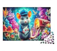 Fairy Mouse 1000 Pieces for Adults Gifts: Mouse with Letter And Hat Challenging & Brainteasing Home Activity 38x26cm/1000pcs