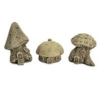 Fairy Mushroom House-Set of 3-Fairy Garden-Garden Ornament-Fairy House-Stone