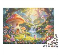 Fairy Mushroom Jigsaw Puzzles 1000 Pieces Recycled Paper Enchanted Wood Adult Jigsaws Developing Boy & Girl‘s Intelligence Educational Game for Family 52x38cm/1000pcs