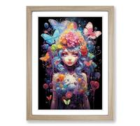 Fairy Neo Plasticism Framed Wall Art Print A2 Oak