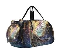 Fairy Neon Tarot Card Kids Duffel Bag with Shoes Compartment Multifunctional Overnight Travel Weekender Tote for Boys and Girls