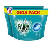 Fairy Non-Bio All-in-1 PODS Washing Liquid Laundry Detergent Tablets/Capsules, 128 Washes (64 x 2), Huggably Soft for Sensitive Skin