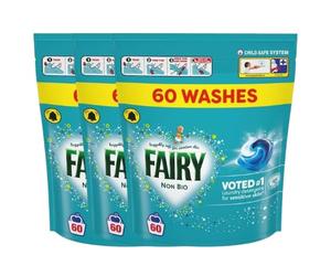Fairy Non Bio Laundry Pods 60 Wash Gentle Washing Capsules for Sensitive Skin Powerful Cleaning Laundry Detergent Pods for Everyday Use x3