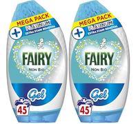 Fairy Non Bio Platinum Laundry Detergent Gel, 45 Washes 1.485 L, Extra Stain Removal, Voted Number 1, For Sensitive Skin (Pack of 2)