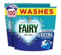 Fairy Non Bio Platinum Washing Liquid Pods, Voted No1 for Sensitive Skin, 100 Washes