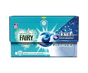 Fairy Non Bio PODS® Washing Liquid Laundry Capsules 19 Washes, Platinum, With Extra Stain Removal For Sensitive Skin