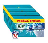 Fairy Non Bio PODS Washing Liquid Laundry Capsules 76 Washes (4x19) , Platinum, With Extra Stain Removal & Brighter Whites, For Sensitive Skin