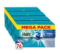 Fairy Non Bio PODS? Washing Liquid Laundry Capsules 76 Washes (4x19) , Platinum, With Extra Stain Removal & Brighter Whites, For Sensitive Skin