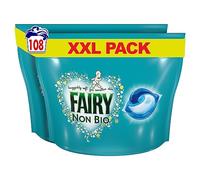Fairy Non-Bio PODS, Washing Liquid Laundry Detergent Tablets / Capsules, 108 Washes (54 x 2), Huggably Soft for Sensitive Skin