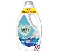 Fairy Non Bio Washing Liquid, 63 Washes, 1.953l, Platinum, With Extra Stain Removal and Brighter Whites, For Sensitive Skin