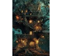 Fairy Notebook Composition Fantasy Tree House Diary: Stunning Fairy Aesthetic Journal 108 Page, 6 x 9 Inches (15.24 x 22.86 cm) White paper, Grey College Ruled Lines (9/32 Inches (7.1 mm) Apart)