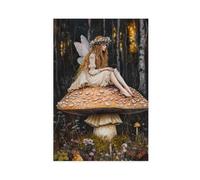 Fairy on A Mushroom Art Print Cottagecore & Dark Academia Decor Whimsical Woodland Wall Art Vintage Nature Poster for Enchanted Interiors-1