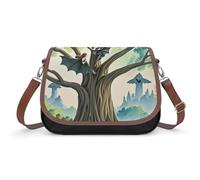 Fairy on The Bat Shoulder Bag for Women Small Crossbody Bag PU Leather Underarm Handbag with Adjustable Strap Cute Hobo Purses for Daily Commute Travel