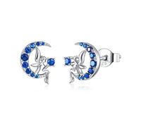 fairy on the moon stud earrings for women anti-allergy jewelry 1