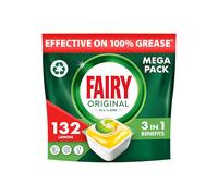 Fairy Original All In One 132 Dishwasher Tablets, Lemon, Effective Even On Dried-On Grease