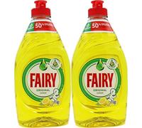 Fairy Original Lemon Washing Up Liquid | Pack of 2 x 320 ml | Dishes Grease Cleaner