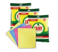 Fairy Original Plant-Based Eco Cellulose Wipe Clean Reusable Sponge Cloths, Mixed Colours, Bulk Pack of 12 Sponge Cloths
