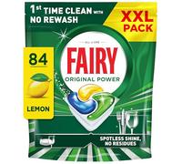 Fairy Original Power Dishwasher Tablets Lemon, 84 Capsules, 1st Time Cleaning Action With No Rewash, Effective on 100% Grease, Spotless Shine Without Residues