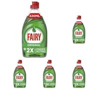 Fairy Original Washing Up Liquid Green with LiftAction, 320ml (Pack of 5)
