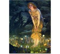 Fairy Painting Neoclassical Art Nouveau Print - Midsummer Eve by Edward Robert Hughes - 11x14 Unframed Poster - Perfect Vintage Home Decor and Great Gift for Those That Believe in Fairies, Magic