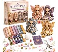 Fairy Patchwork DIY Collection, Fun Flower Fairies Patchwork Sewing Kit, 4 Handcrafted Winged Flower Fairies for Beginner Crafters, Creative DIY Gift for Craft Lovers & Home Decor (Colour-G)