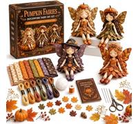 Fairy Patchwork DIY Collection,Fun Flower Fairy Handmade Sewing Kit,Make 4pcs Winged Elf Cloth D-oll,Fabric Full Supplies DIY Craft Set for Adults Beginner,Home Decor Unique Handmade Present (#4)
