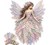 Fairy Patchwork DIY Kit, DIY Flower Fairies Patchwork, Pre-Cut Felt Sewing Kit for Adults Beginners, Projects with Full Materials, Handmade Craft Home Decor Holiday Gift (White)