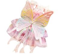 Fairy Pet Dress with Pastel Butterfly Wings and Tulle Layers | Pastel wing details rise above a pink layered skirt, with ribbons and a decorative bodice completing the look.