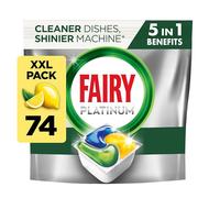 Fairy Dishwasher Tablets Platinum All-In-1 - Greasy Filter & Rinse Aid - 74 Tablets, Lemon