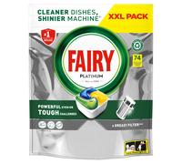 Fairy Platinum All-In-1 Dishwasher Tablets Bulk, 74 Tablets, Lemon, With Greasy Filter & Rinse Aid Action