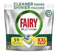 Fairy Platinum All in One Dishwasher Tablets, Lemon, 59 Capsules, For tough Challenges, Even Cleans Greasy Filters