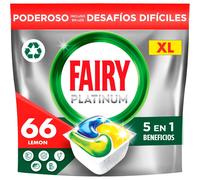 Fairy Platinum Complete 66 Lemon Dishwasher Tablets - 1st-Time Clean, Tackles Tough Dried-On Grease, Built-In Salt & Rinse Aid, Keeps Dishwasher Fresh