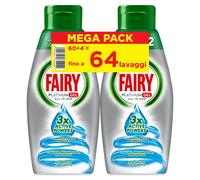 Fairy Platinum Gel Dishwasher Detergent, 64 Cycles (2 bottles x 32), Sea Breeze, Maxi Format, 100% Dissolution, with Integrated Pre-Wash System, Effective in Ecological Cycles