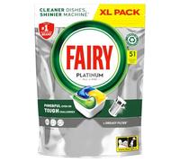 Fairy Platinum Lemon All-In-1 Dishwasher Bulk Pack, 51 Pods, Platinum Dishwashing Formula