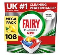 Fairy Platinum Plus All-in-1 108 Dishwasher Tablets, Lemon, Best Cleaning for a Like-New, Fights Grease & Prevents Limescale