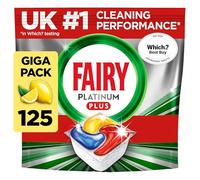 Fairy Platinum Plus Complete All-In-1 Dishwasher Tablets Bulk, 125 Tablets, Lemon, With Anti-Dull Technology & Rinse Aid Action, Effective In Short Cycles (Packing May Vary)