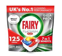 Fairy Platinum Plus Complete All-In-1 Dishwasher Tablets Bulk, 125 Tablets, Lemon, With Anti-Dull Technology & Rinse Aid Action, Effective In Short Cycles (Packing May Vary)